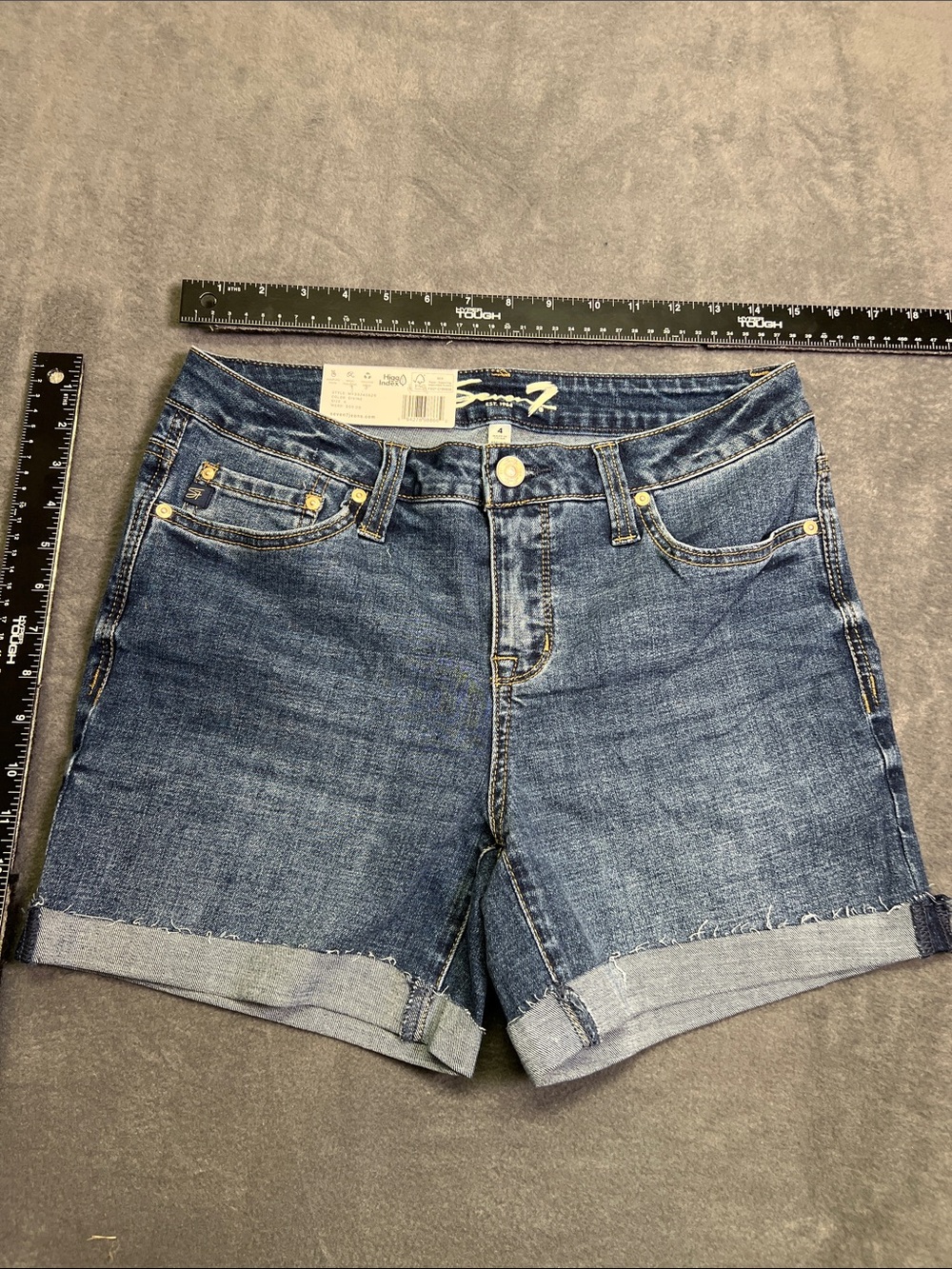 Seven7 Medium Blue Rolled Hem Denim Shorts